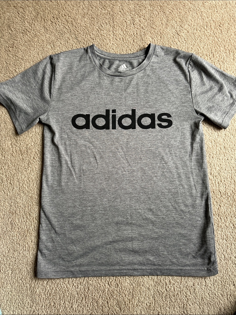 adidas Gray Heather Performance Tee with White Logo